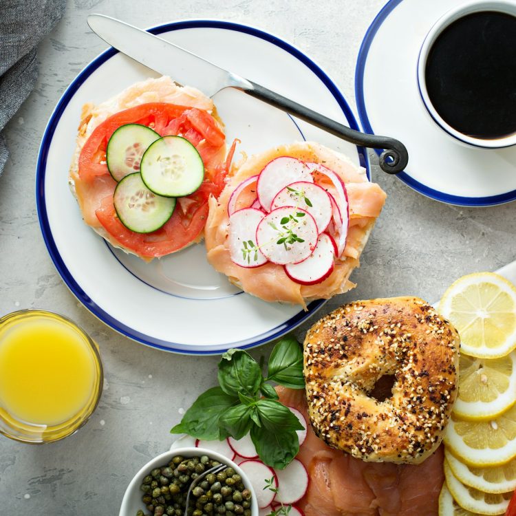 Bagels and lox platter